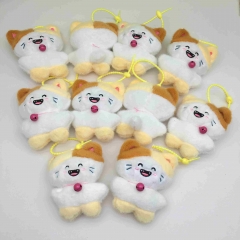 14CM/10个 日系可爱大脸铃铛猫卡通钥匙扣毛绒挂件包包挂饰