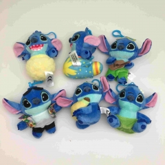 12CM 10pcs/set Lilo & Stitch Cartoon Anime Plush Toy Keychain