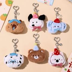 6 Styles Capybara Cartoon Anime Plush Keychain