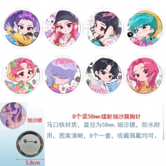 58mm 8PCS/SET K-Pop: Demon Hunters Cartoon Pin Anime Tinplate Brooch