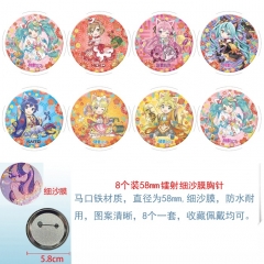 3 Styles 58mm 8PCS/SET Hatsune Miku Cartoon Pin Anime Tinplate Brooch