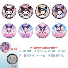 58mm 8PCS/SET Sanrio Kuromi Cartoon Pin Anime Tinplate Brooch