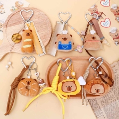 6 Styles Capybara Cartoon Anime Plush Keychain