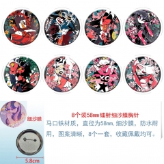 58mm 8PCS/SET Hazbin Hotel Cartoon Pin Anime Tinplate Brooch