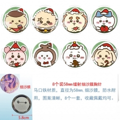 58mm 8PCS/SET Chiikawa Cartoon Pin Anime Tinplate Brooch