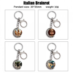 12 Styles Italian Brainrot Cartoon  Double-Sided Rotation Alloy Anime Keychain