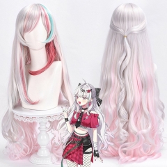 主圣达 彩虹社虚拟vtuber播主 石神望cos假发 银白色三色挑染
