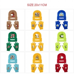 10 Styles Peanuts Cartoon Anime Knitted Hat+Glove Set