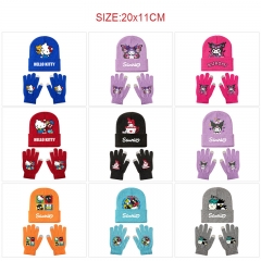 12 Styles Sanrio Cartoon Anime Knitted Hat+Glove Set