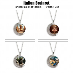12 Styles Italian Brainrot Cartoon Double-Sided Rotation Alloy Anime Necklace