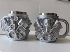 (大号)跨境发动机V8杯子V6创意马克杯树脂工艺品高级感小众机械引擎摆件