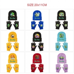 10 Styles Rick and Morty Cartoon Anime Knitted Hat+Glove Set