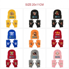11 Styles One Piece Cartoon Anime Knitted Hat+Glove Set