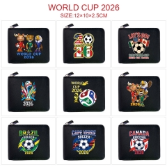 世界杯 动漫黑色短款拉链钱包