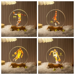 100圆饼 +暖光底座）科比水晶摆件篮球明星周边纪念品小夜灯送球迷生日礼物摆件七夕节