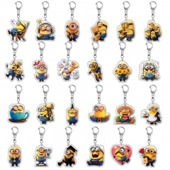 24 Styles Despicable Me Cartoon Pendant Anime Acrylic Keychain
