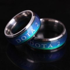 Dota2变色戒指 钛钢男士温控戒指 dota2戒指