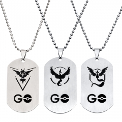 3 Styles Pokemon Cartoon Anime Stainless Steel Necklace