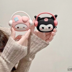 2 Styles Sanrio My Melody Kuromi Cartoon Anime AirPods Pro 1 and 2 Protective Earphone Cover