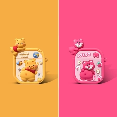 可爱趴趴熊airpods pro2适用苹果无线蓝牙耳机套1/2/3/4代保护壳
