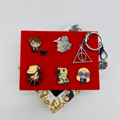 6PCS/SET Harry Potter Cartoon Pin Anime Alloy Brooch