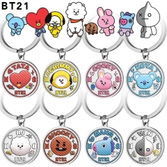8 Styles K-POP BTS Bulletproof Boy Scouts Cartoon Anime Stainless Steel Keychain