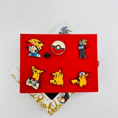 6PCS/SET Pokemon Cartoon Pin Anime Alloy Brooch
