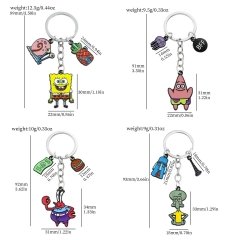 4 Styles SpongeBob SquarePants Cartoon Anime Alloy Keychain