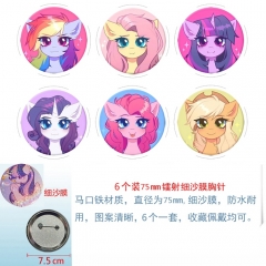 小马宝莉 6款一套75mm圆形镭射细沙膜胸针
