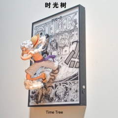 带电)武装色尼卡路飞 创意手办冲出3D立体灯画装饰画摆件
