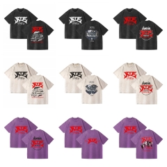 跨境热卖水洗复古夏季情侣短袖T恤动漫 straykids周边潮流款