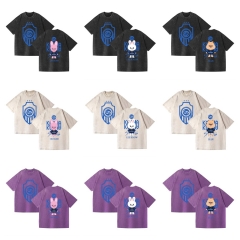 跨境热卖水洗复古夏季情侣短袖T恤动漫 straykids周边潮流款