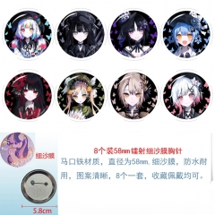 58mm 8PCS/SET Magical Girl Witch Trial Cartoon Pin Anime Tinplate Brooch