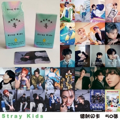 热门明星周边专辑韩团小卡批发straykids镭射小卡闪卡片盒装50张