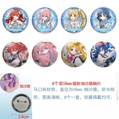 58mm 8PCS/SET Bocchi the Rock! Cartoon Pin Anime Tinplate Brooch