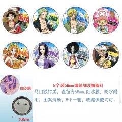 3 Styles 58mm 8PCS/SET One Piece Cartoon Pin Anime Tinplate Brooch