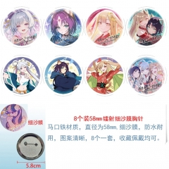 58mm 8PCS/SET Cosmic Princess Kaguya! Cartoon Pin Anime Tinplate Brooch
