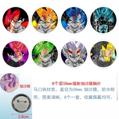2 Styles 58mm 8PCS/SET Dragon Ball Z Cartoon Pin Anime Tinplate Brooch