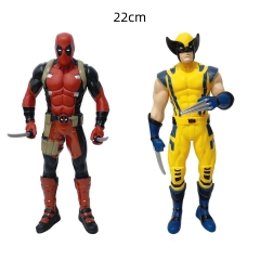 2 Styles 22CM Deadpool Wolverine Cartoon Anime PVC Figures