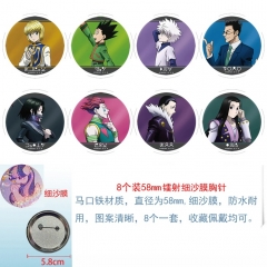 58mm 8PCS/SET Hunter×Hunter Cartoon Pin Anime Tinplate Brooch