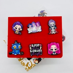 2 Styles 6PCS/SET K-Pop: Demon Hunters Cartoon Pin Anime Brooch