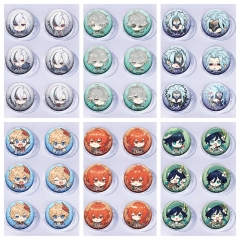 39 Styles 25MM 6PCS/SET Genshin Impact Cartoon Pin Anime Tinplate Brooch