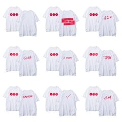 DIY印制圆领短袖T恤男女生宽松运动服BT防弹少印花棉质套头广告服