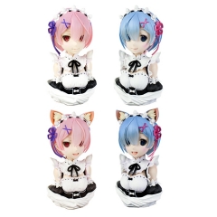 22CM 从零开始的异世界生活动漫拉姆手办批发 猫耳蕾姆拉姆半身像摆件