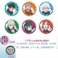 2 Styles 75mm 6PCS/SET Jujutsu Kaisen Cartoon Pin Anime Tinplate Brooch