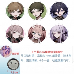 2 Styles 75mm 6PCS/SET Danganronpa: Trigger Happy Havoc Cartoon Pin Anime Tinplate Brooch