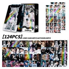 现货124PCS镭射卡 Straykids双面小卡LOMO卡 高清彩印照片卡贺卡