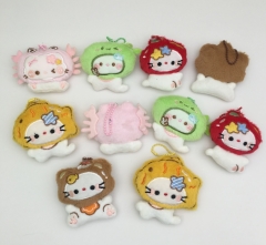 8CM 10pcs/set Hello Kitty Cartoon Anime Plush Toy Keychain