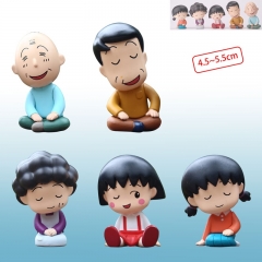 5款樱桃小丸子一家肩靠肩袋装公仔一套