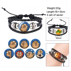 7PCS/SET Capybara Cartoon Anime Bracelet Wristband